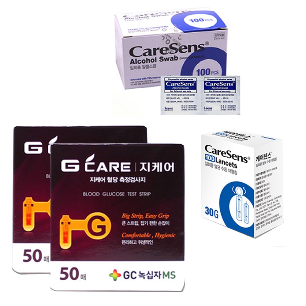 녹십자 지케어 혈당시험지 100매+침100개+솜100매 임당 자가진단 편리한 스트립 멸균침 D 32,000원