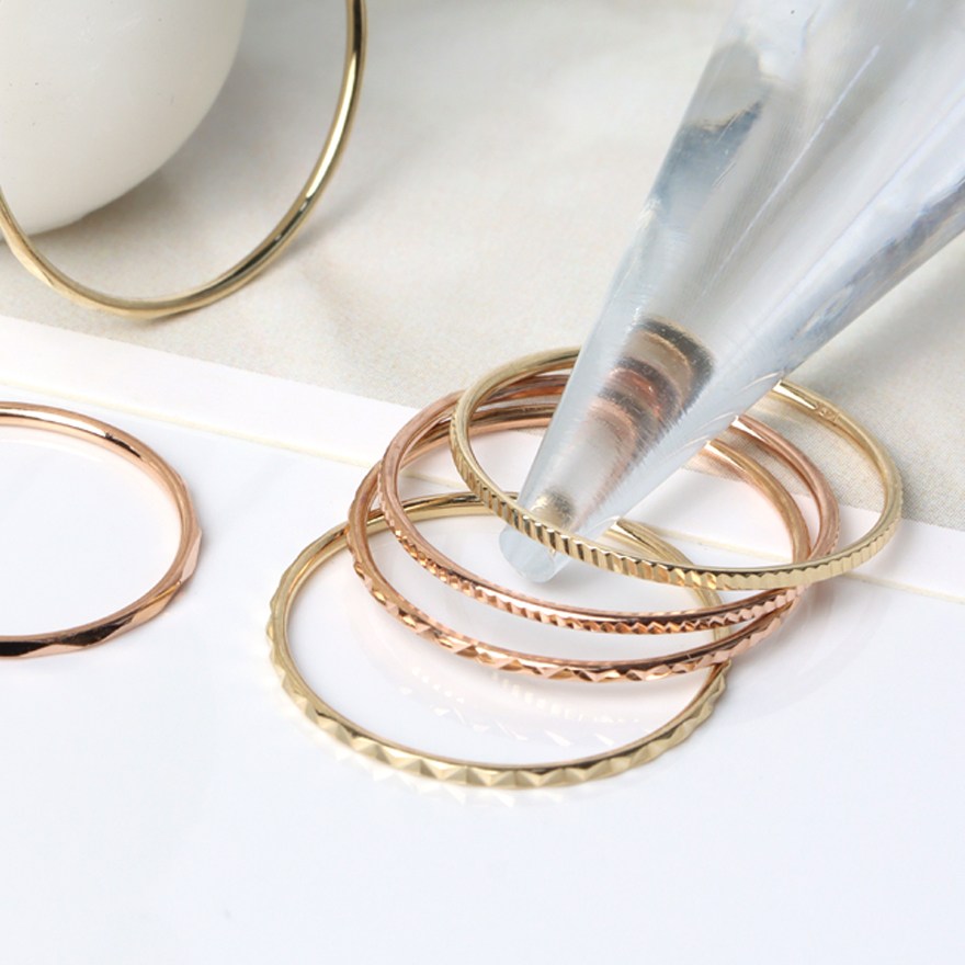 오로프 전체 14K 휘지 않는 튼튼한 1mm 컷팅 열손가락 레어어드 실반지 128,880원