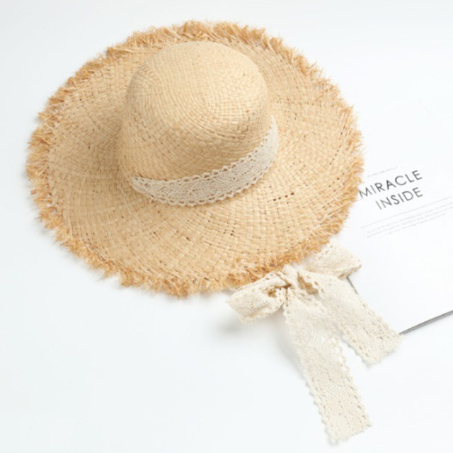예뚱 바캉스 레이스 밀짚모자 여름모자 챙모자 17,900원