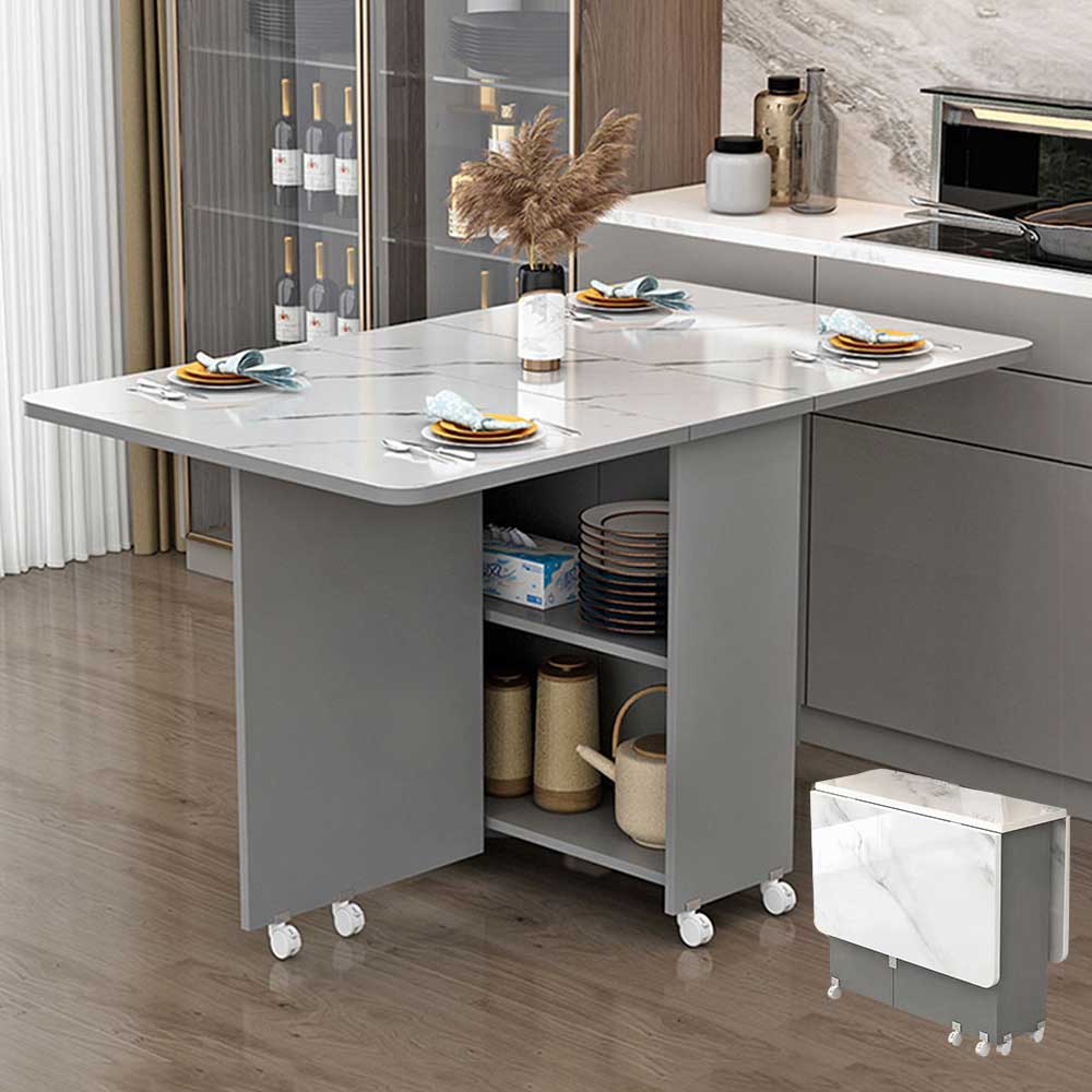 이동식 접이식 식탁 가정용 소형주택형 신축, 4인용, 프리미엄 그레이+화이트 마블링 94,290원