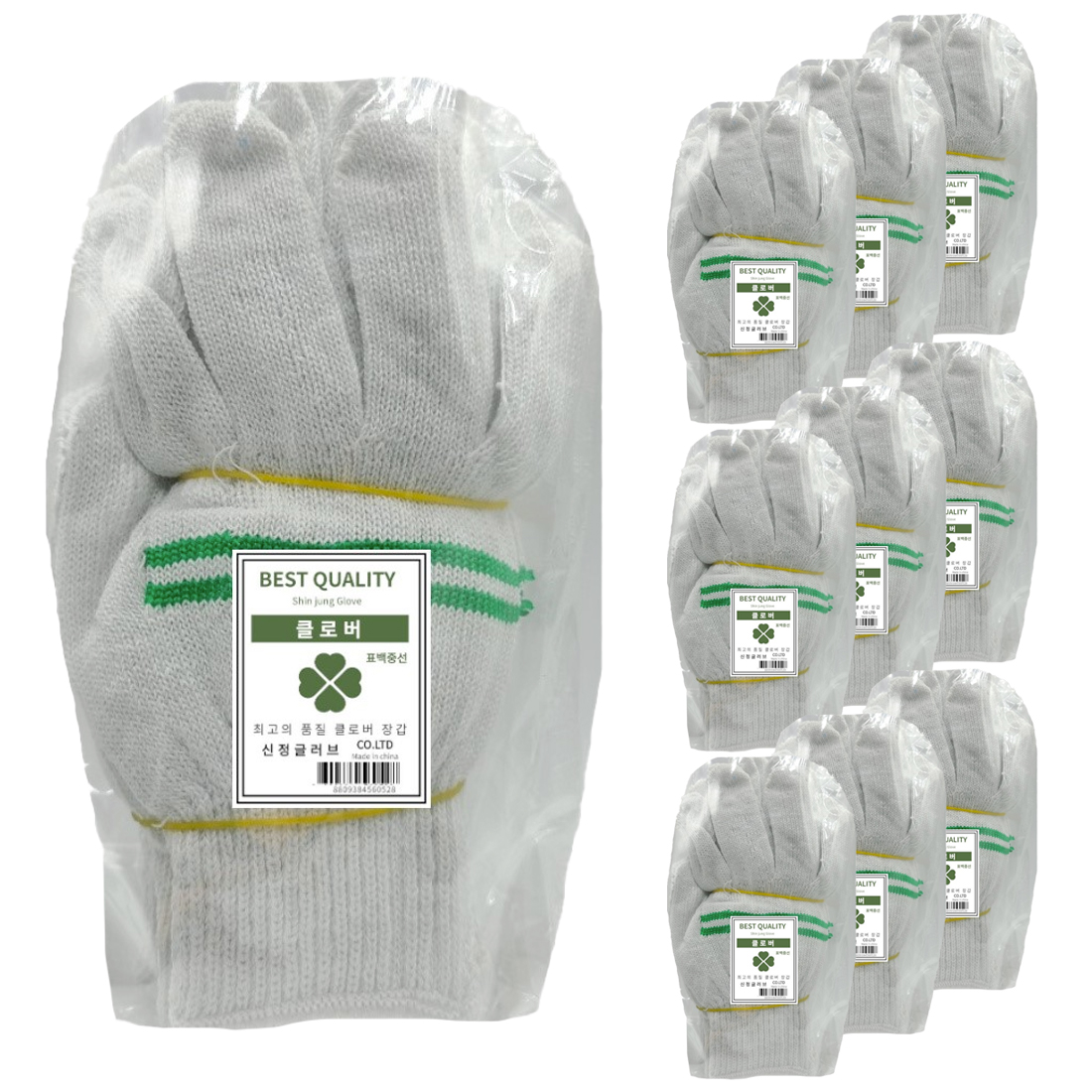 신정글러브 클로버 표백 중선 면장갑, 혼합색상, 100개 19,400원