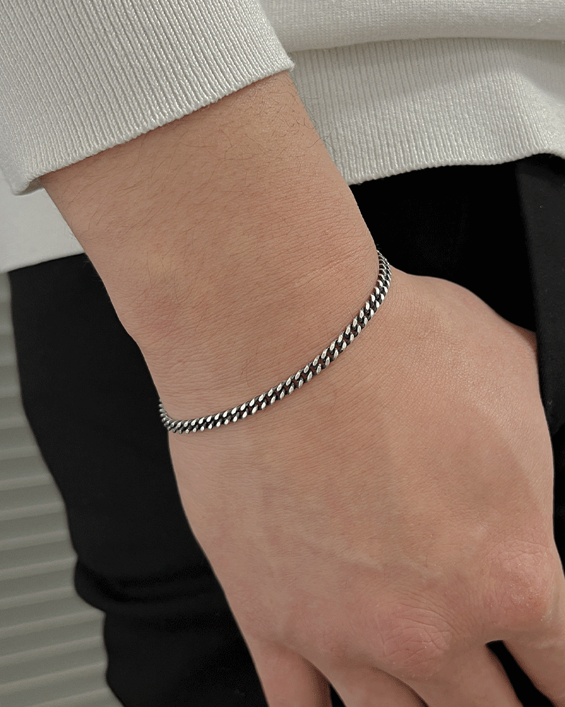 모두디자이너 실버925 클래식 심플 납작 체인 남자 여자 팔찌 F 107,300원