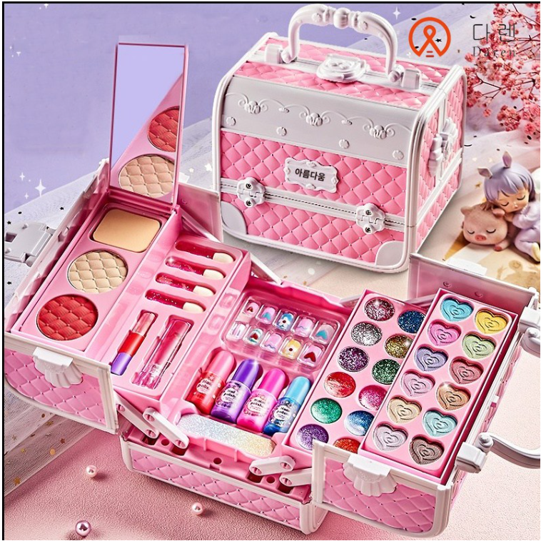 다렌 키즈뷰티 프로페셔널 장남감 선물박스 화장품놀이 화장가방 완구세트 메이크업 박스 35,430원