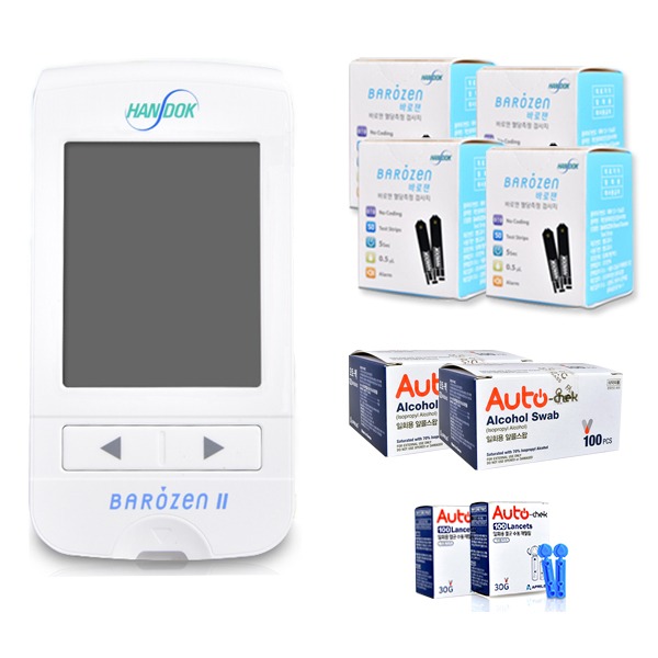 바로잰 혈당검사지 200매+기계+침200+알콜솜200 바로젠 당뇨검사지 혈당측정, 1세트 56,230원
