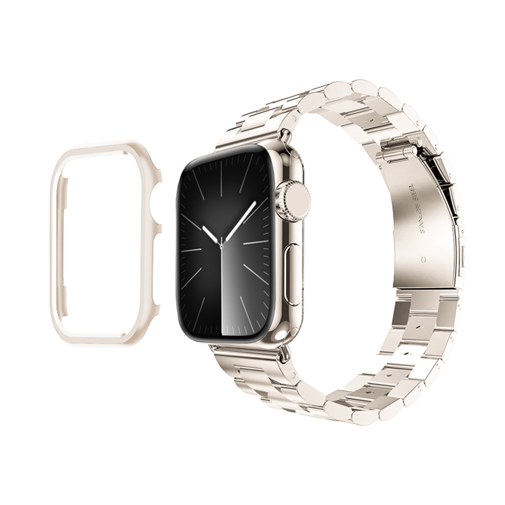 아이메이드잇 애플워치 호환 프리미엄 메탈 스트랩 밴드 + 케이스 세트, 스타라이트, 1개 19,950원