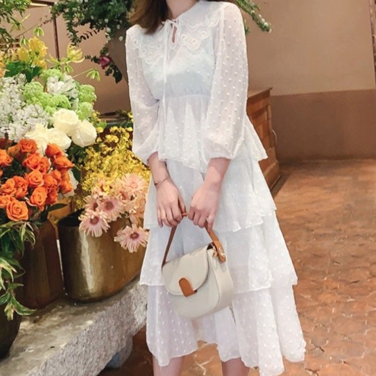 여성 도트 캉캉 프릴 롱 원피스 여름 휴양지룩 물방울캉캉원피스 19,800원