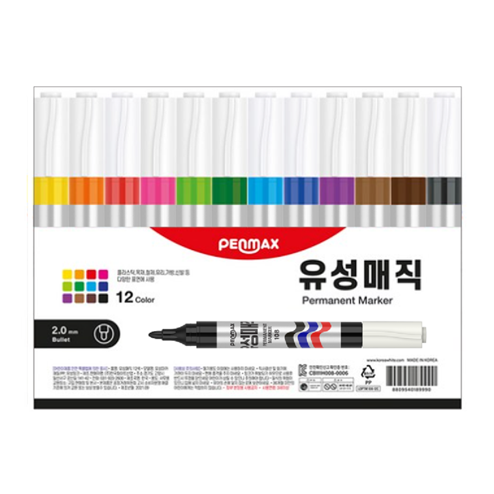 펜맥스 유성매직 108 12색 4,900원