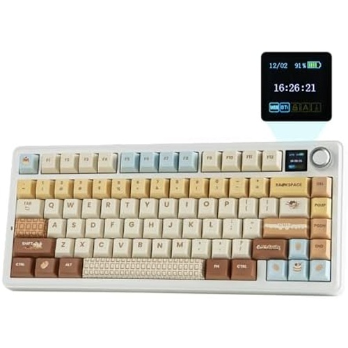 EPOMAKER X F75 MAX 무선 기계식 키보드 TFT 화면 및 노브 75% 레이아웃의 개스킷 게이밍 핫 스왑 가능 RGB 백라이트 PC용MacLinux 블랙 그라디언트 193,140원