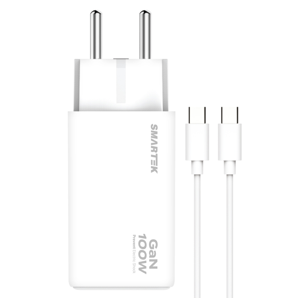 스마텍 GAN PD 접지 플러그 3포트 멀티 초고속 충전기 100W + C to C케이블 세트 STQC-Anti100W 29,400원