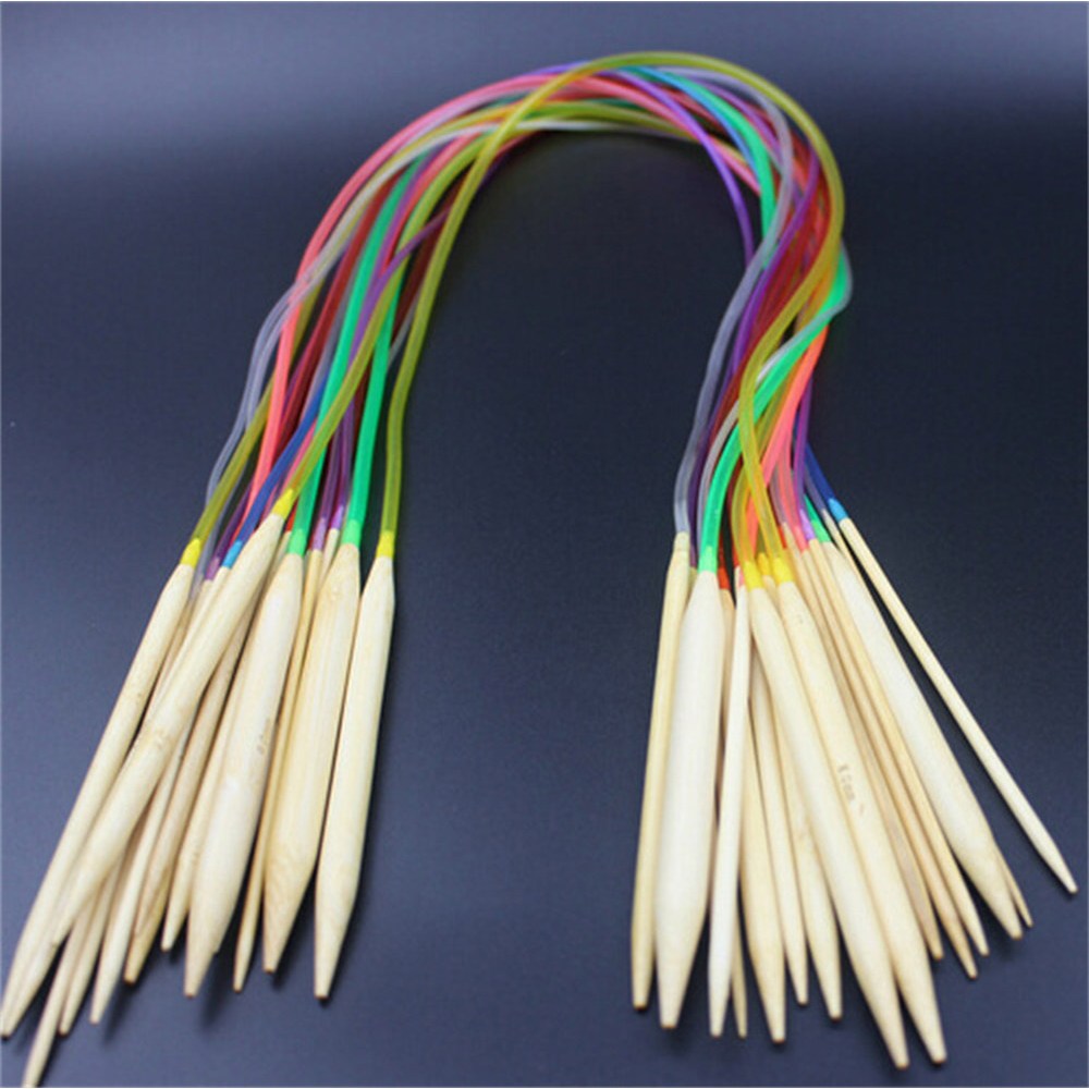 원형 뜨개질 바늘 대나무 크로셰 더블 교두 후크 부드러운 튜브 공예 도구 세트 40-120cm 18 개/대 8,000원