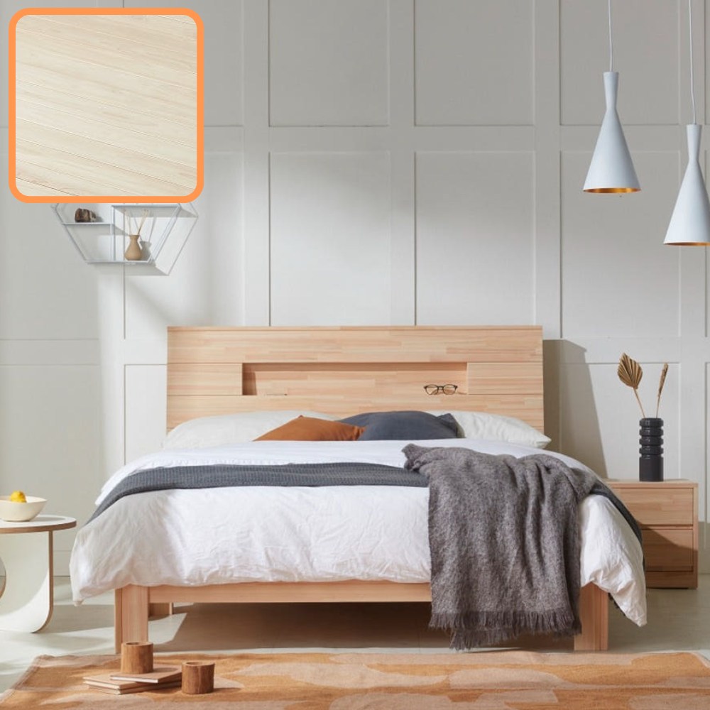 바르숲 무절 휘스랑 편백나무 통원목 평상형 침대 프레임, 베이지 1,186,000원