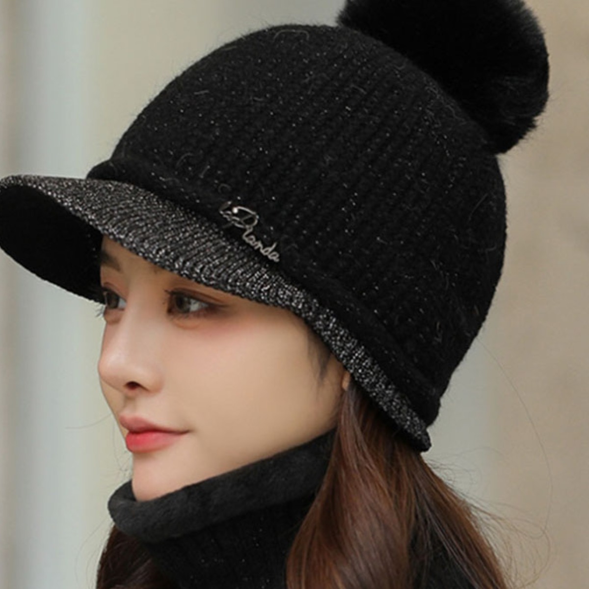 (시즌off 특가할인) 시즈올 여성 방울 니트캡모자 넥워머 세트 겨울 골프 등산 방한 비니 모자 11,700원