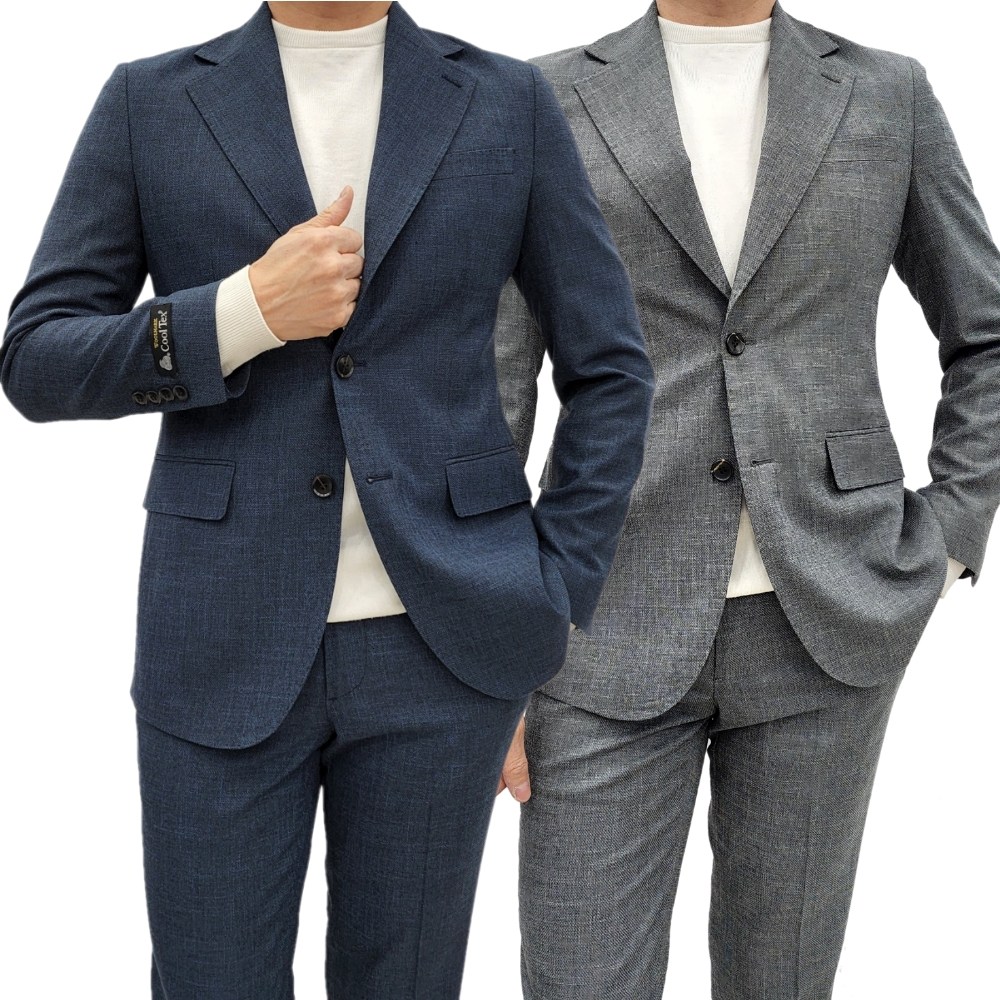 브랜드라인 남자 봄 가을 3컬러 싱글 울 세미 슬림핏 울텍스 스테치 수트 정장 세트 199,900원