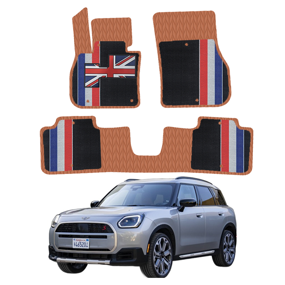 오토가드 MINI 전용 플로어 유니언잭 가죽 트랩 카매트, 오렌지브라운 + 톰블랙, U25 컨트리맨 가솔린 2024년 6월 74,900원