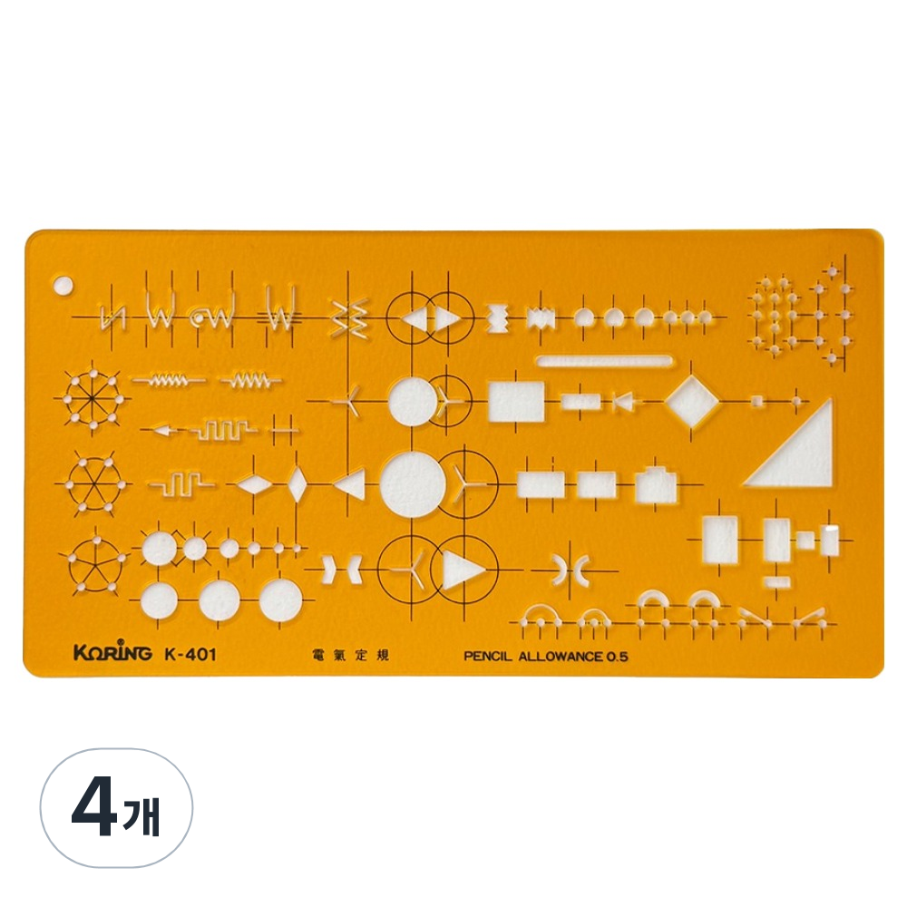 코링 템플레이트 전기정규 도형자 200 x 105 mm K-401, 단일색상, 4개 42,840원
