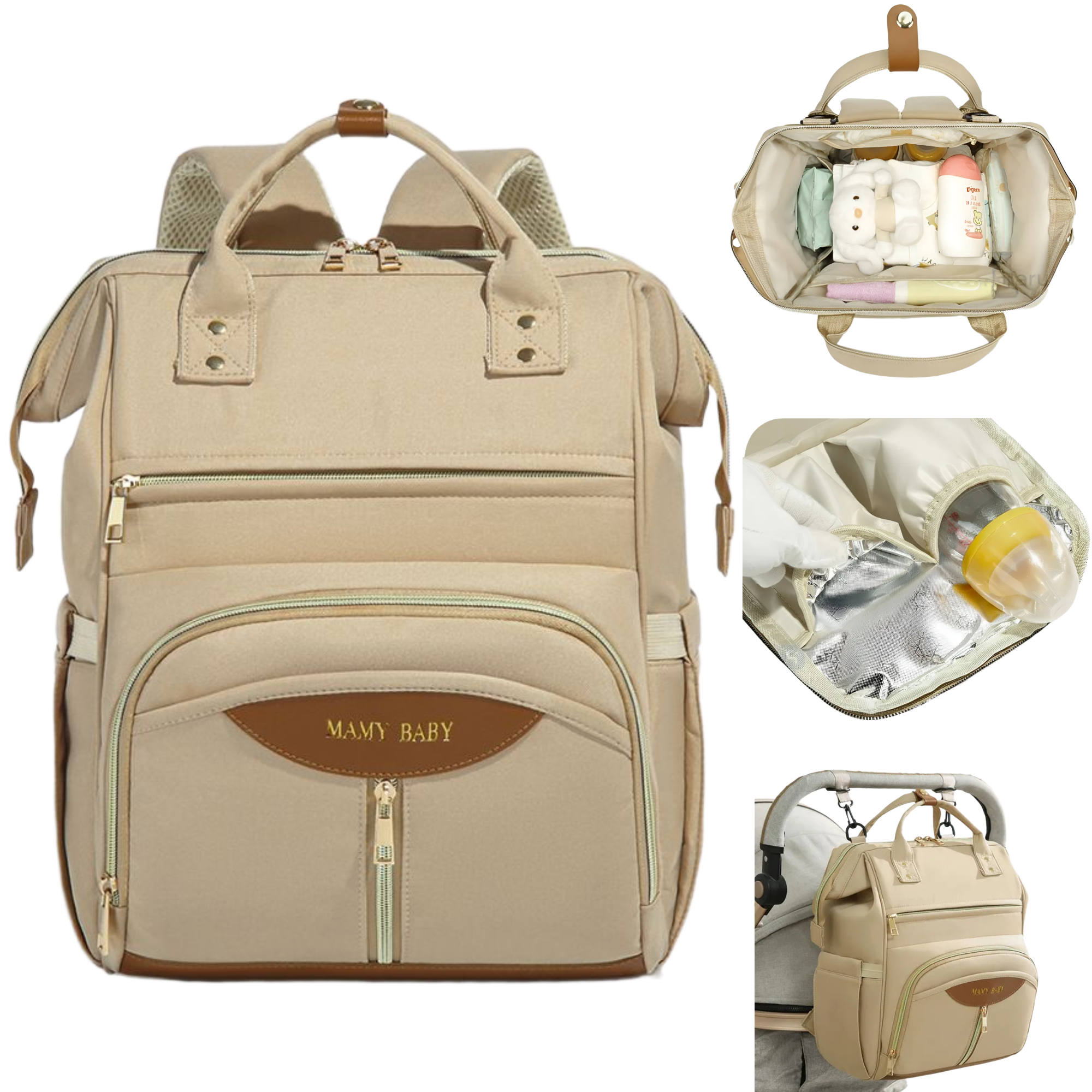 하루템 국민기저귀가방 멀티 엄마 패션 백팩 대용량 수납형 유모차겸용 육아용품가방, 베이지 19,900원