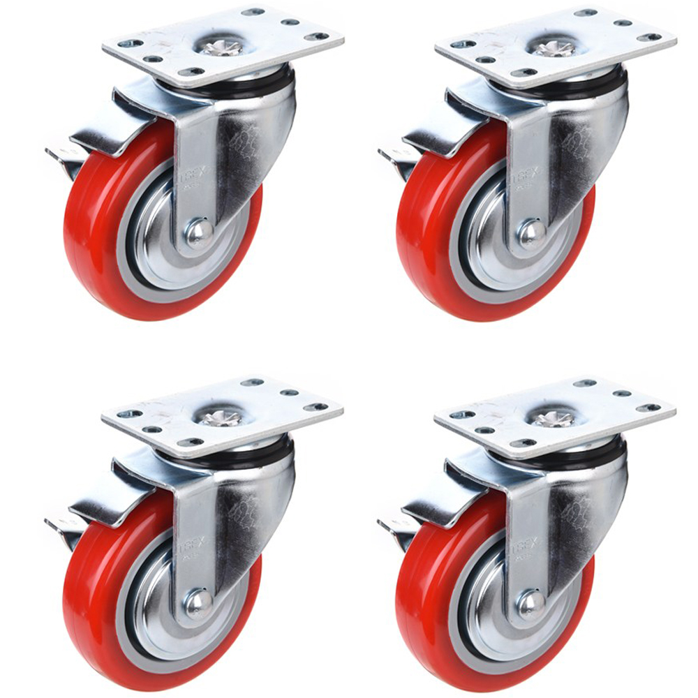 티렉스캐스터 회전 브레이크 캐스터 바퀴 130 x 64 x 95 mm 우레탄 RED P504S-2B 24,600원