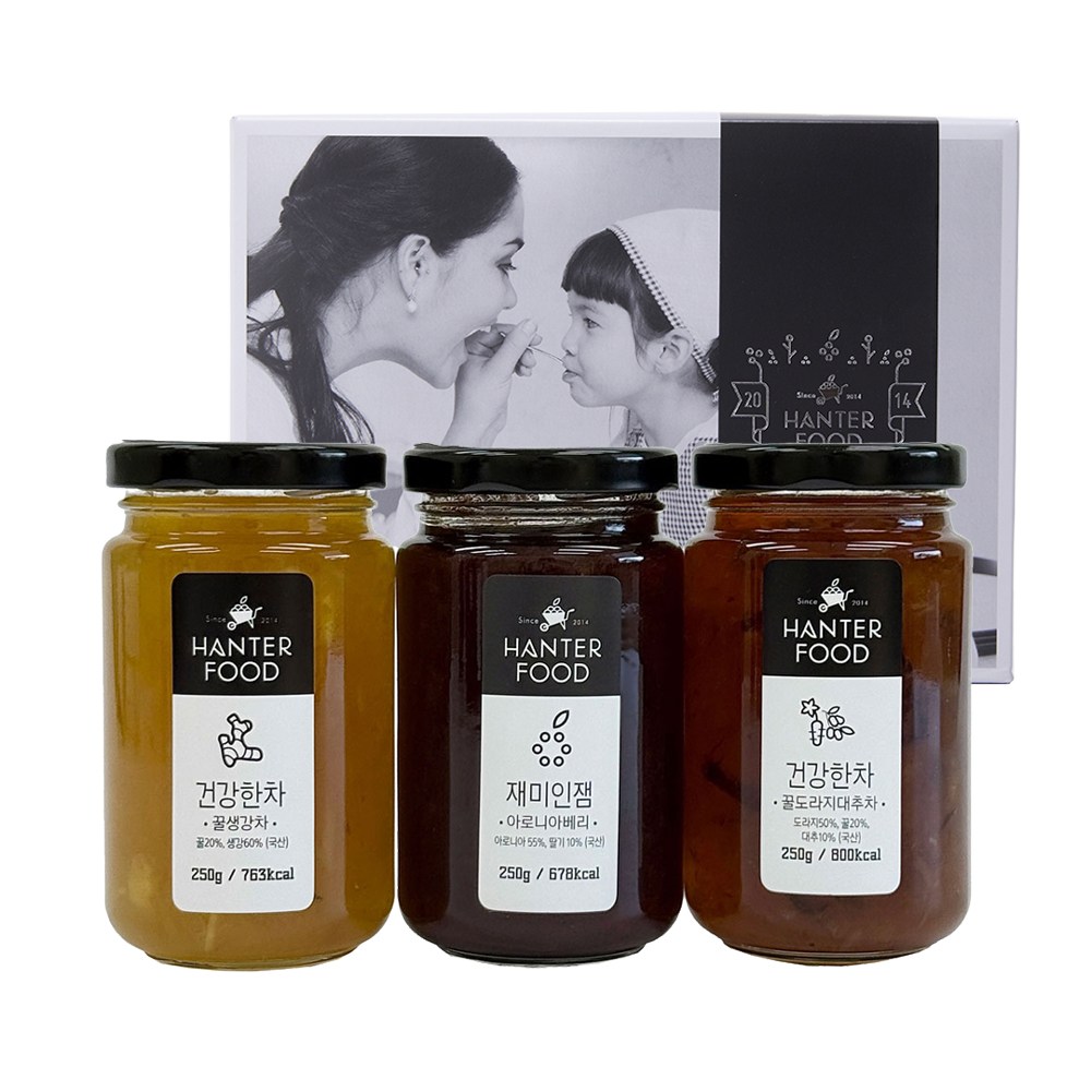 한터식품 국내산 수제 꿀생강차 꿀도라지대추차 아로니아잼 3종 세트, 1세트, 3종 23,900원