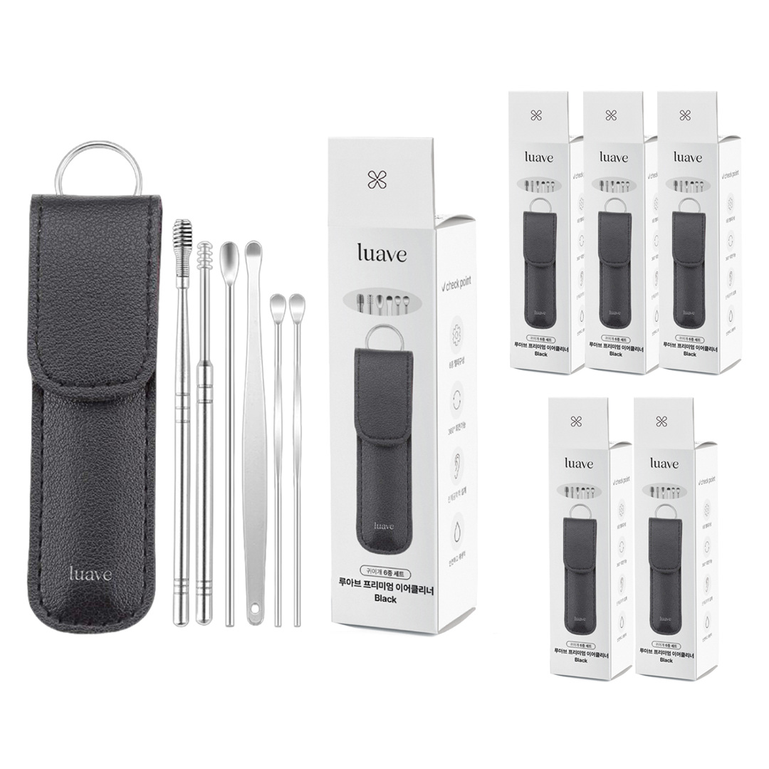 루아브 프리미엄 이어클리너 귀이개 6종 세트 블랙 33,600원
