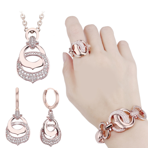 [혜성 주얼리] 카를로스 럭셔리 포인트 로즈골드 프리사이즈 반지 팔찌 귀걸이 목걸이 4종 95,500원