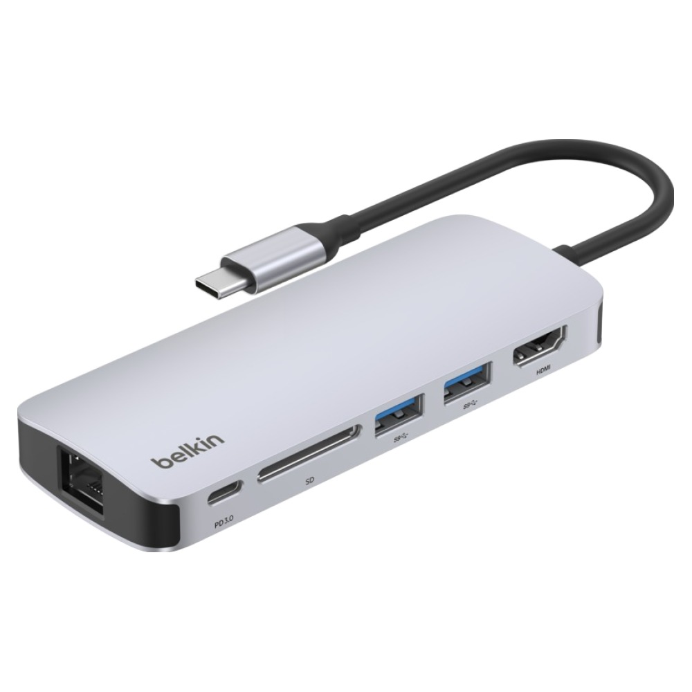 벨킨 connect USB C 6in1  멀티 포트 허브 어댑터 AVC008fqSGY V2, 실버 그레이, 1개 79,900원