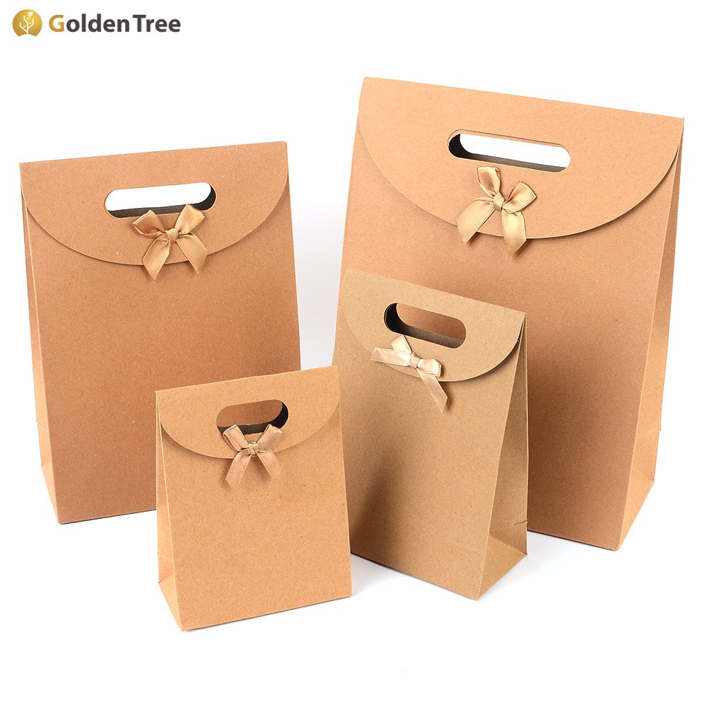 골든트리 크라프트 손잡이 리본 선물백 선물상자 포장백 종이백 답례품, 10개, 크라프트 10,500원