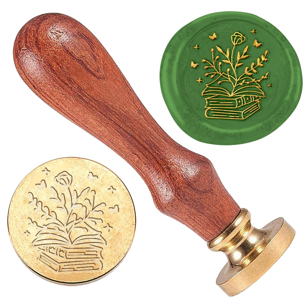고급 황동 실링왁스 스탬프 서적 패턴 나무 손잡이 분리형 편지 초대장 봉인 인장 키트 1개 세트, 금색, 1개 9,090원