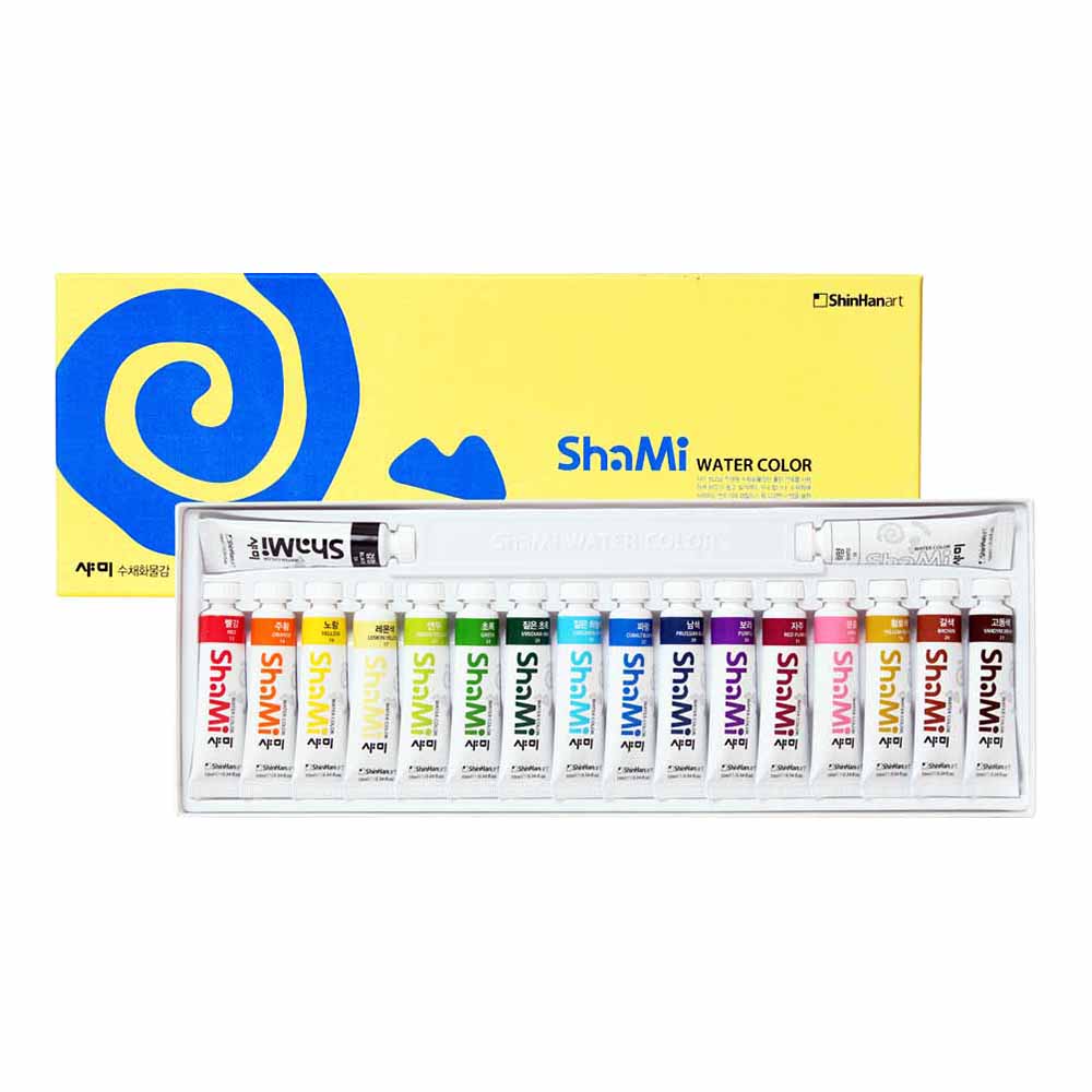 신한 샤미 수채화 물감 10ml 18색 세트 미술 화방 취미 색칠 준비물 드로잉 채색 학생 전문가 17,390원