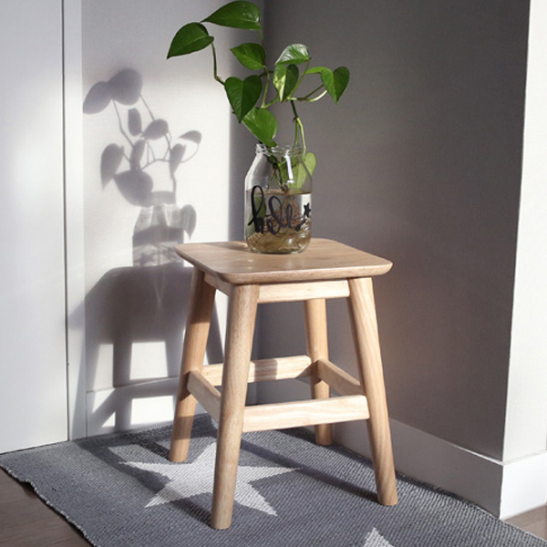 고무나무 원목 라운드 사각스툴 2size (택1), 1개, 35cm (단일색상) 39,000원