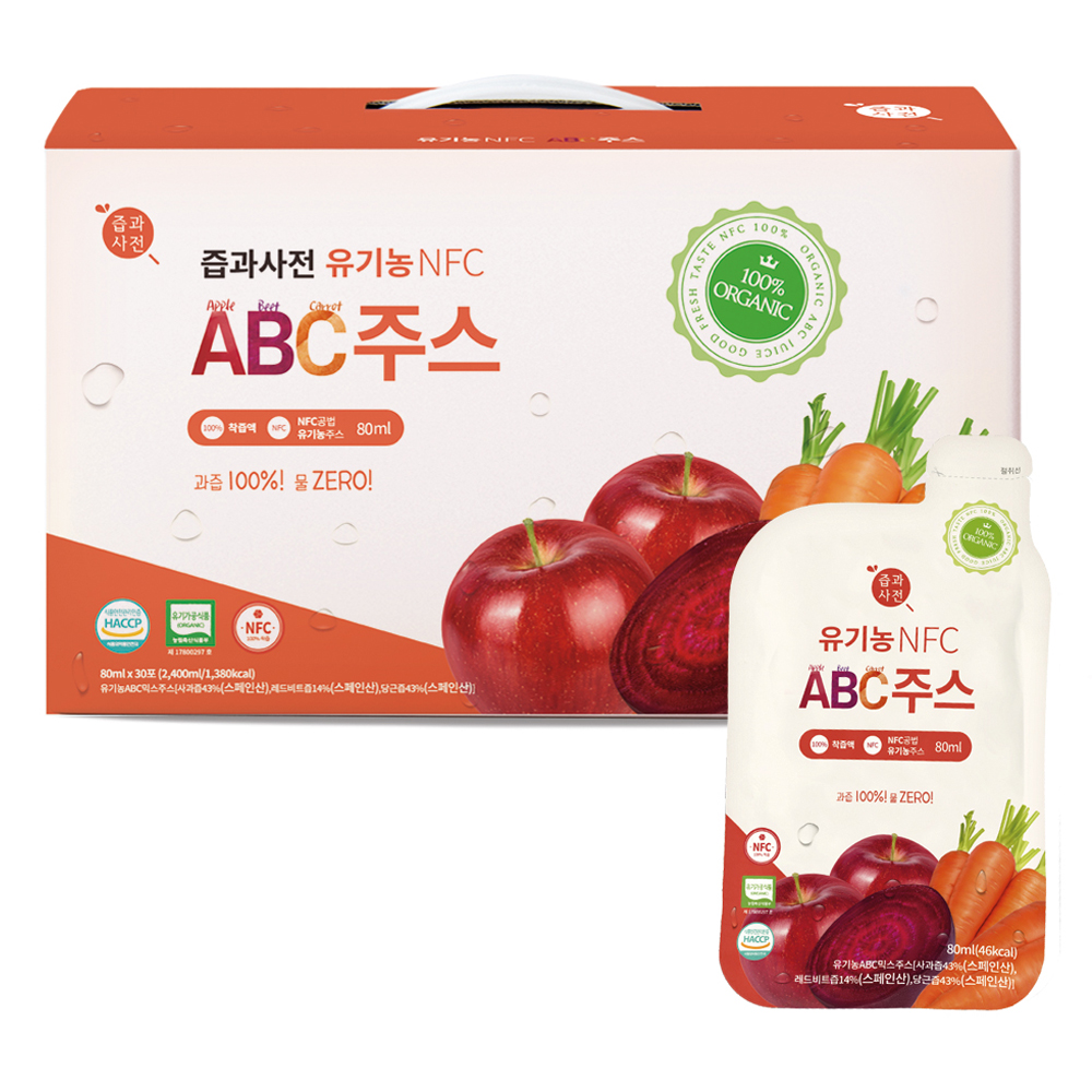 즙과사전 유기농 NFC ABC주스 착즙주스, 80ml, 30개 13,900원
