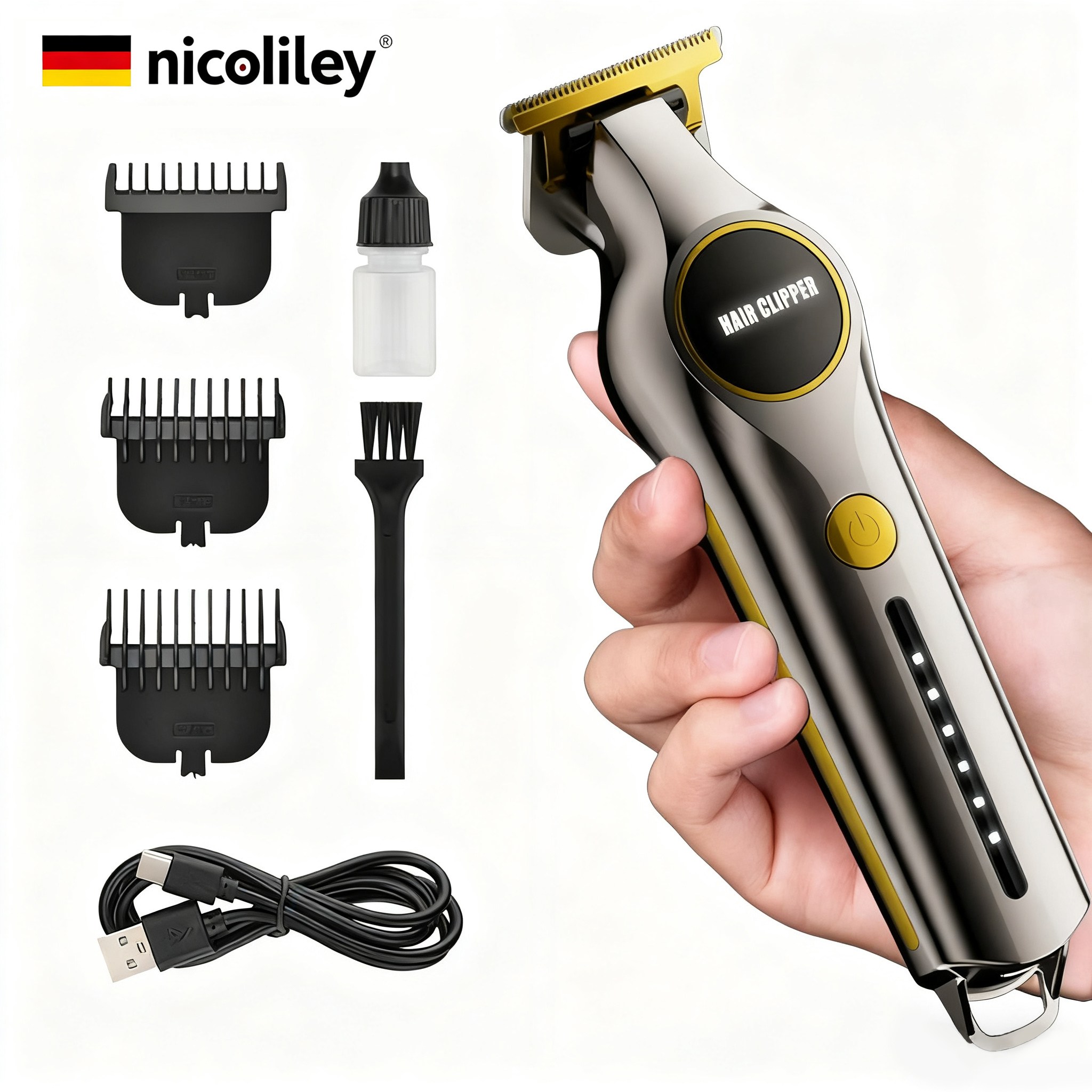 nicoliley 남자 바리깡 독일 전문가용 이발기 다용도 전동 이발도구 세트 15,190원