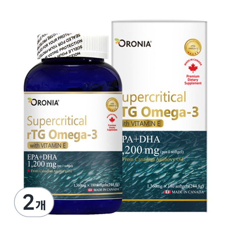 오로니아 초임계 알티지 rTG 오메가3 비타민E 6개월분 EPA DHA 1200 244.8g 195,000원
