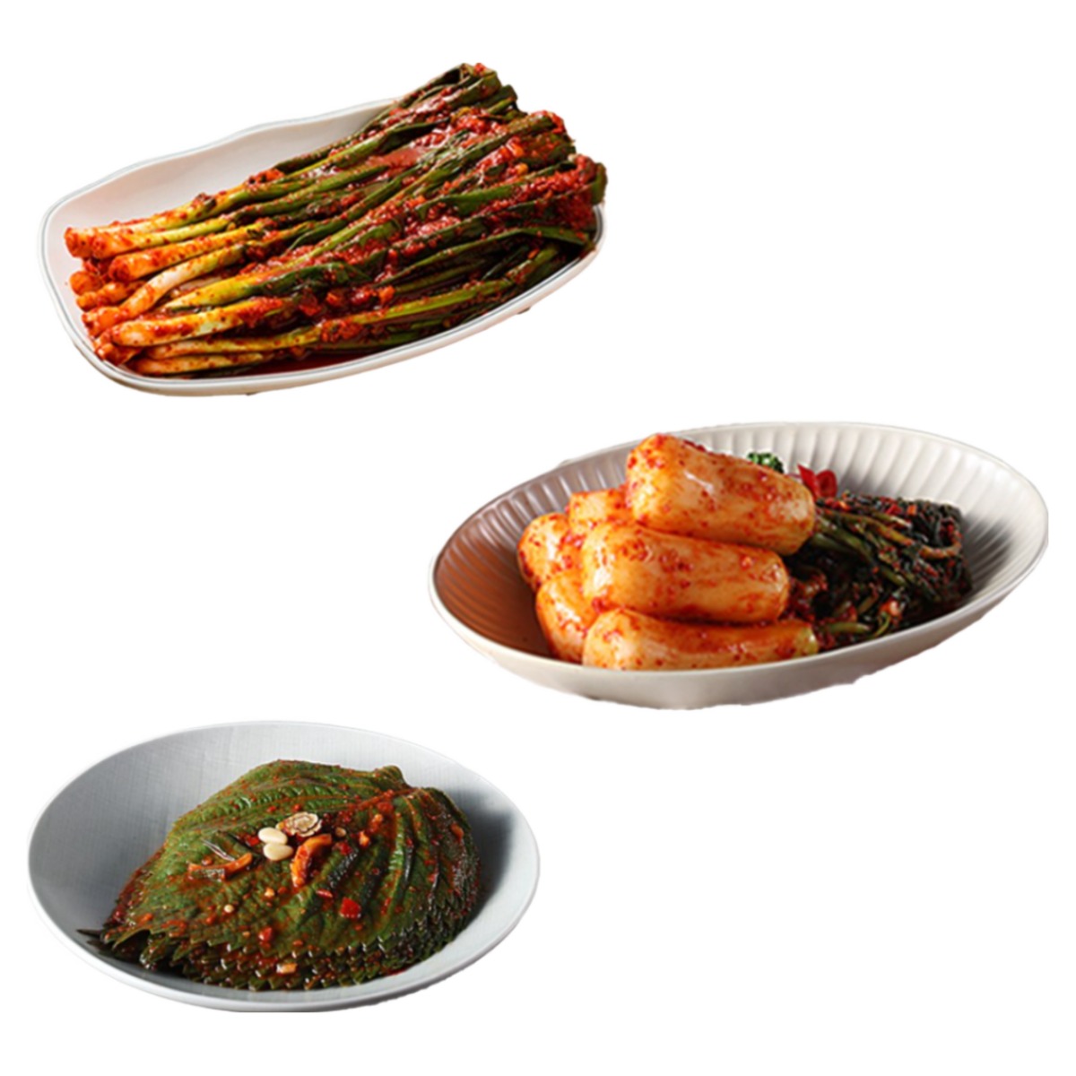 찬우물 신선김치세트 3kg (파김치 1Kg + 총각김치 1kg + 깻잎김치 1kg) 32,380원