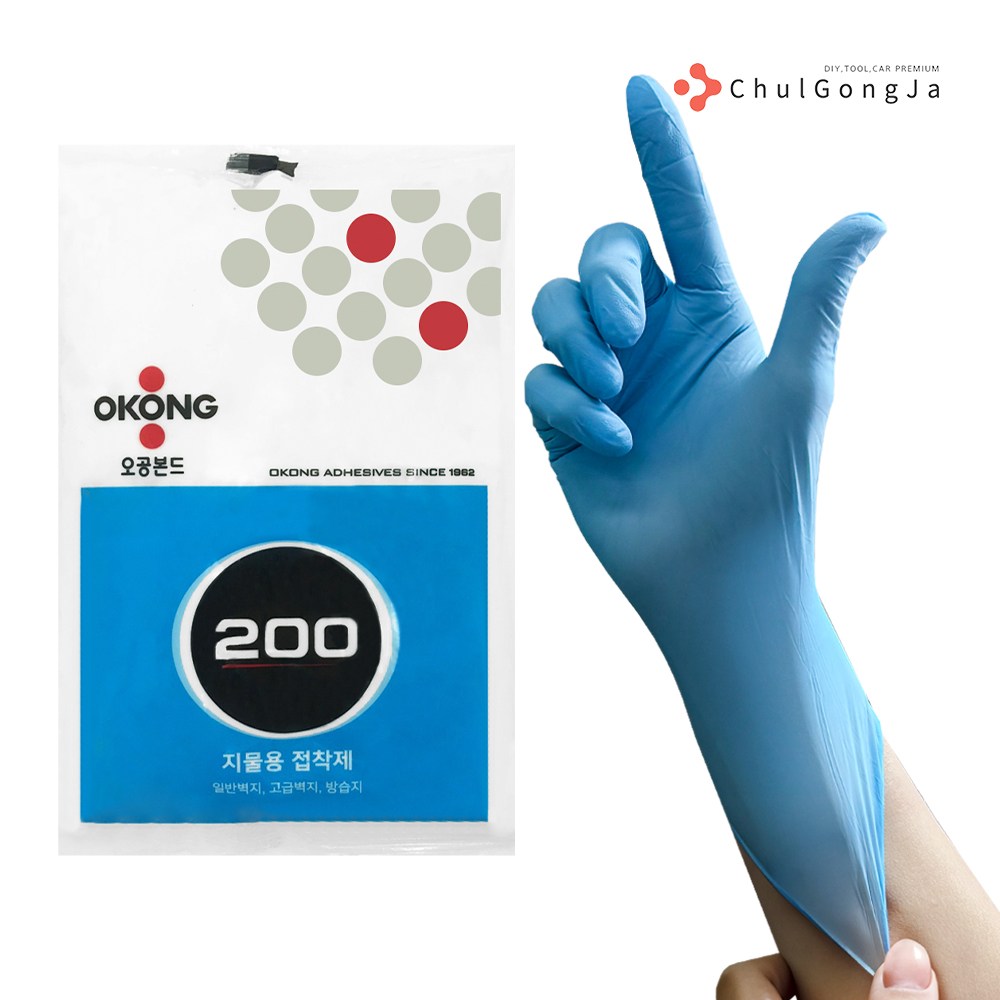 철공자 오공 도배풀 200 + 작업장갑 지물 접착제 800g 도배 실크 벽지 풀 방습지, 1세트 4,000원