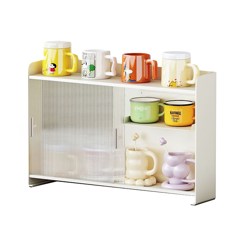 HK.sell 미도리 반투명도어 영양제 컵 양념 보관선반 정리대, 화이트 55,800원