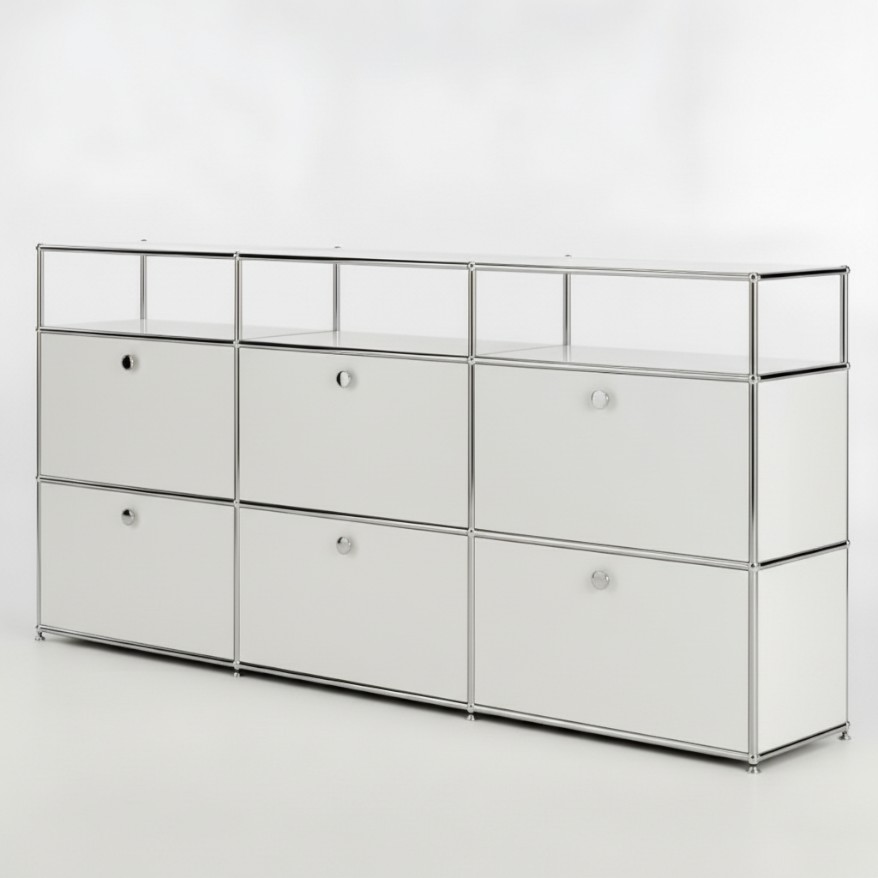 미드퍼 하이 트리플 철제 미드센츄리 모듈 수납장 2250x400x990, 2단, 화이트 1,210,000원