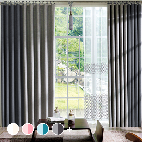 [빠른배송] 시우데코 투톤 암막커튼 2p+커튼끈+커튼봉 or 커튼레일 세트 152,400원