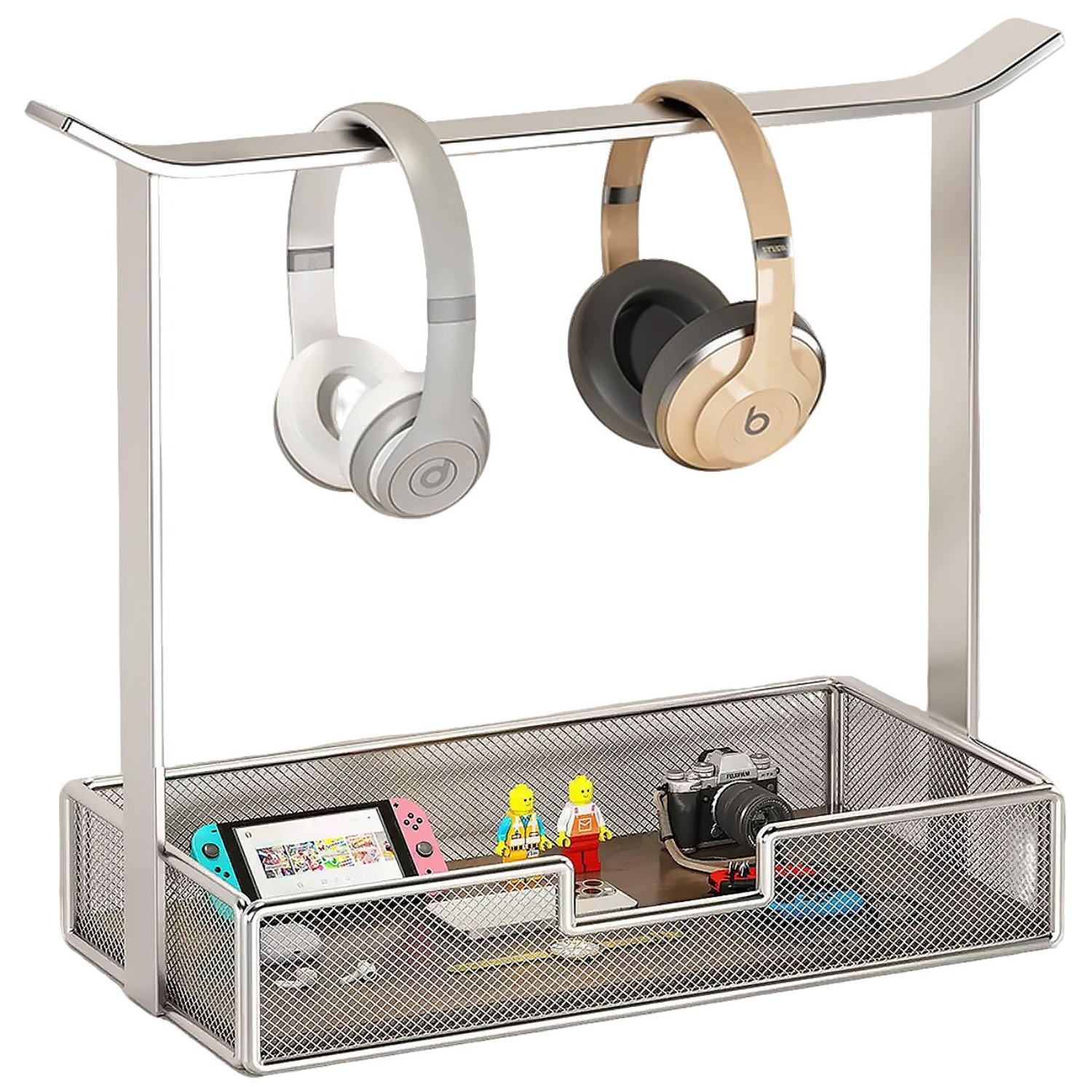 SUKI 심플라인 무타공 수납 헤드셋거치대, 실버 21,000원