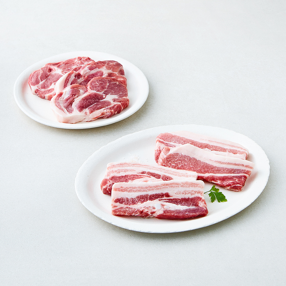 [로켓프레시] 선진포크한돈 더 두툼한 반반팩 삼겹살 500g + 더 두툼한 목심 500g 세트 (냉장), 1세트, 1kg 32,060원