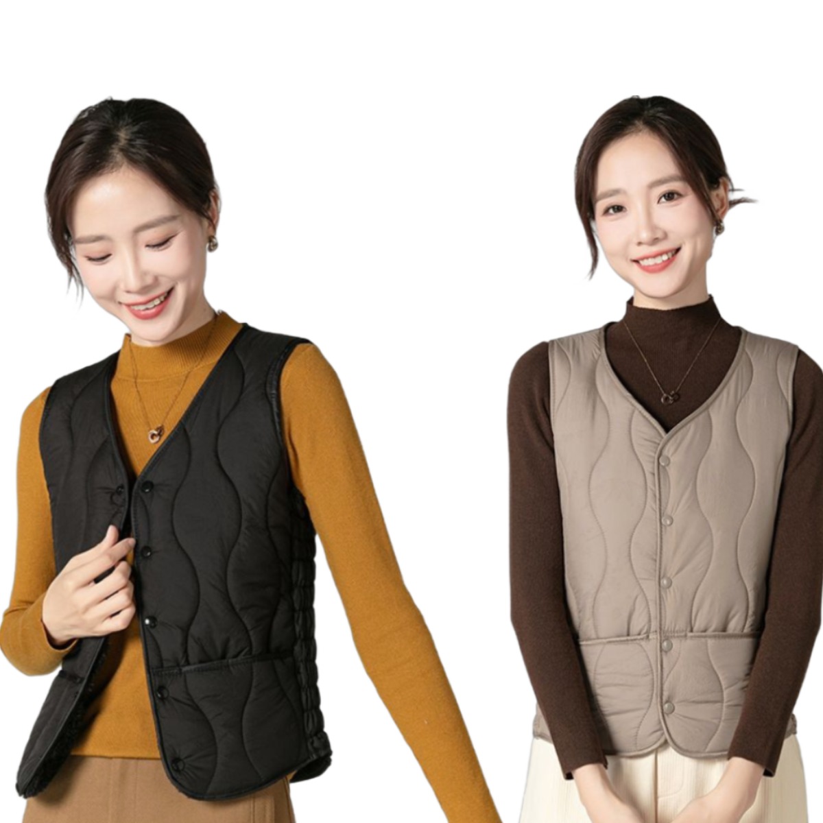 밀루 여성 겨울 경량 패딩조끼 양털안감 슬림 베스트 세트 35,900원