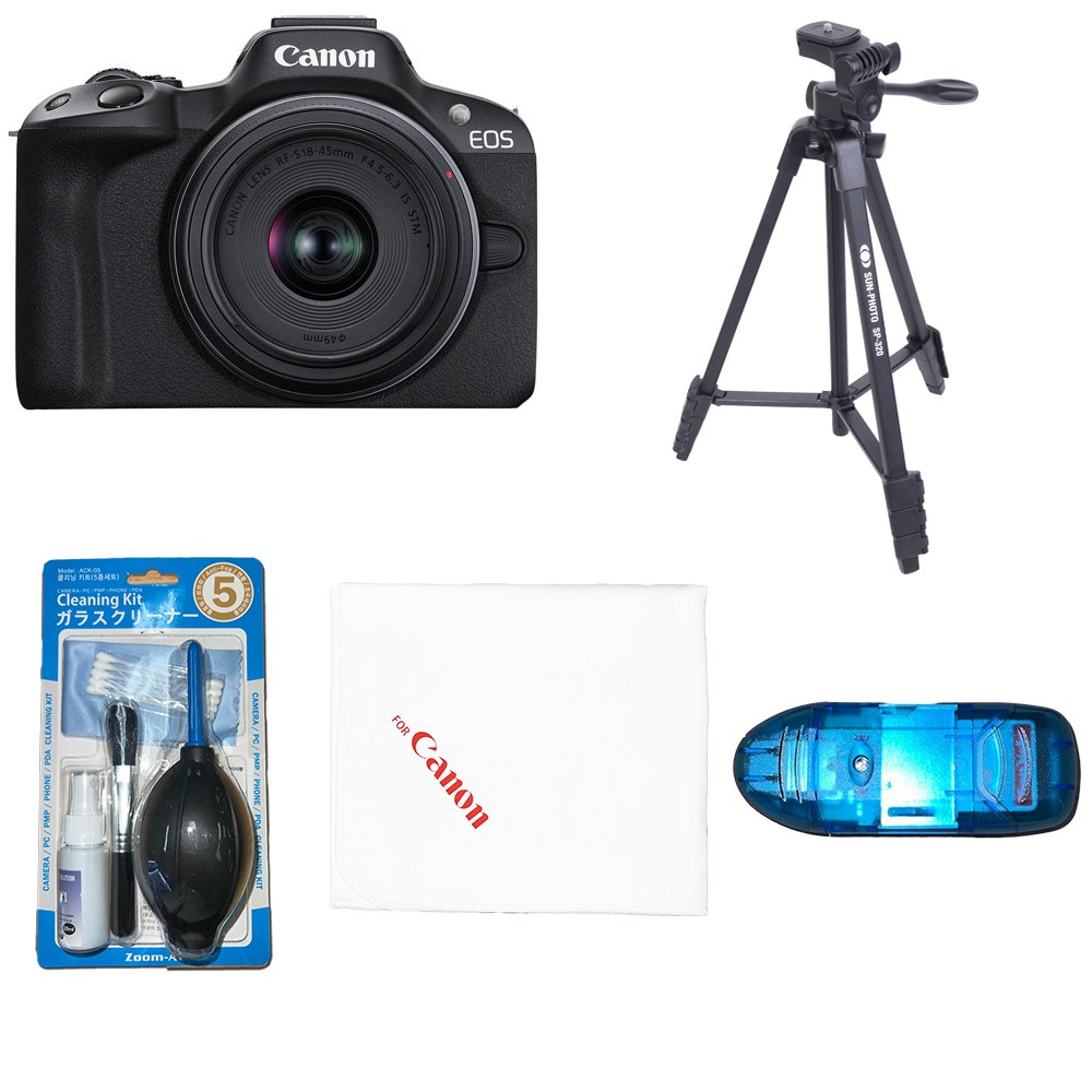 캐논 EOS R50+RF-S 18-45 KIT+썬포토 SP-320 삼각대+청소도구+SD리더기+포캣융 포함 1,185,000원
