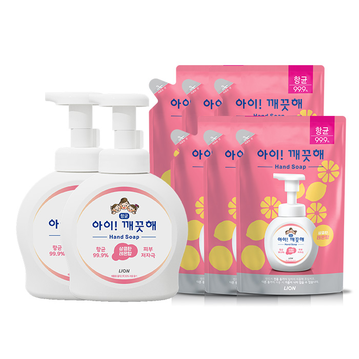 [LION] 아이깨끗해 490m용기lx2개+450mlx6개, 제품선택:490ml용기x2개+450ml리필x6개(레몬), 1세트 28,880원