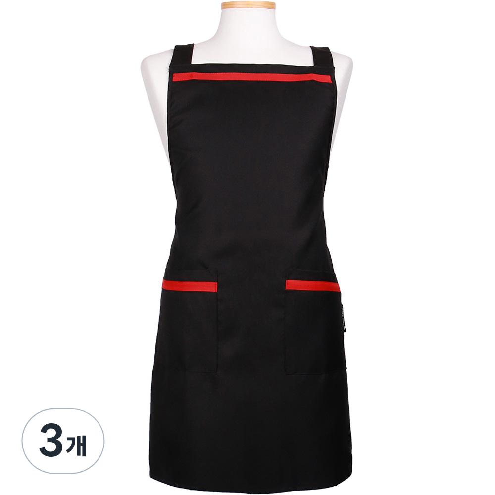 로사홈 줄 멜빵 앞치마, 검정, 3개 32,700원