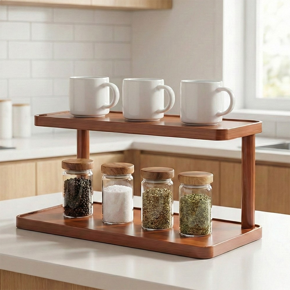 바오르 홈카페 인테리어 커피잔 수납정리 우드 선반, 2단, 원목색 40cm 12,000원