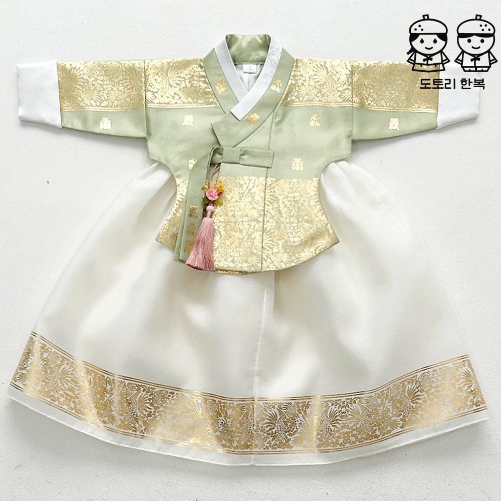 예솔 금박 연두당의 여아한복 (백일~10호) 어린이 키즈 돌잔치 유아 아동한복 92,000원