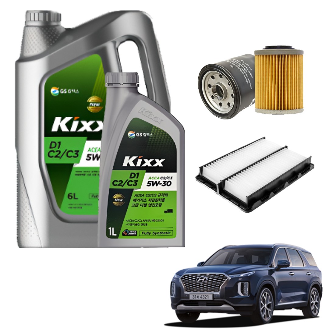팰리세이드(LX2) 2.2 디젤 엔진오일세트 킥스D1 C2 C3 에어필터 오일필터 순정 호환형, 7L, 5w30, 1세트 65,940원