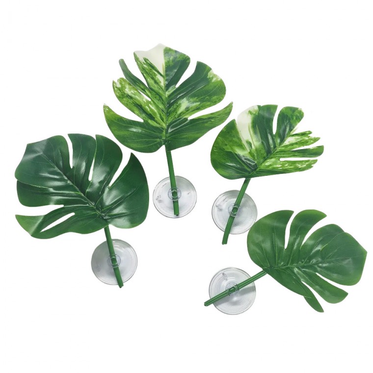 파충류 사육장 꾸미기 몬스테라 알보 인조 나뭇잎 2종 3,000원