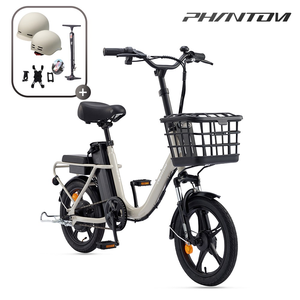 삼천리 2026 16 팬텀 어라운드 전기자전거 2인용 바구니 자전거 파스 스로틀 겸용, 샌드 베이지, 스틸 770,000원