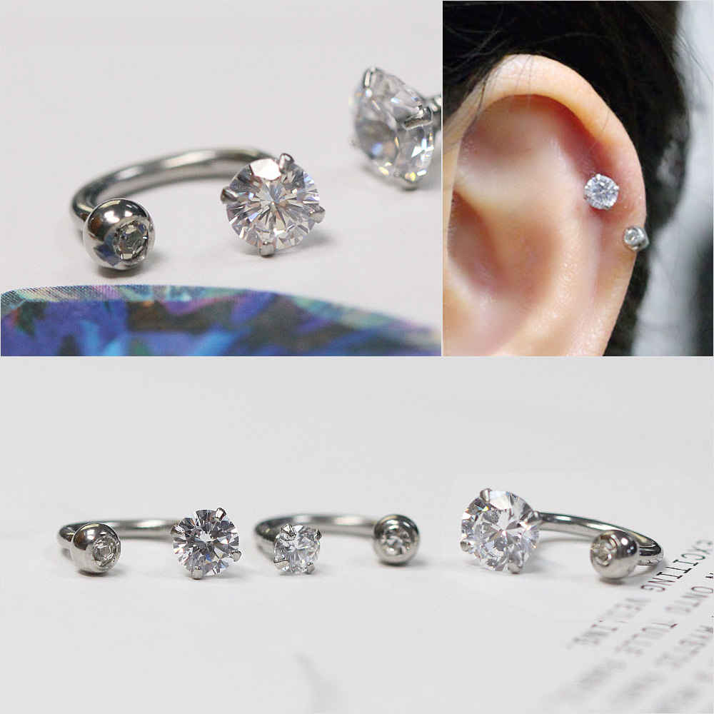 매드킨 [PB-360] 인터널큐빅 미니커브링 피어싱 4,900원