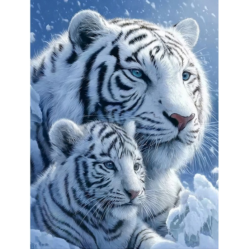 뉴타임즈 보석 자수 캔버스 타입 40X50cm 액자 포함 다이아몬드 그림 홈 인테리어 수공예 애호가 풍경화 동식물 특별한 선물, 1개, 백호 00406 19,000원